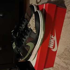 Nike Dunk Low 'Crazy Camo' Black Sneaker, Size 9.5